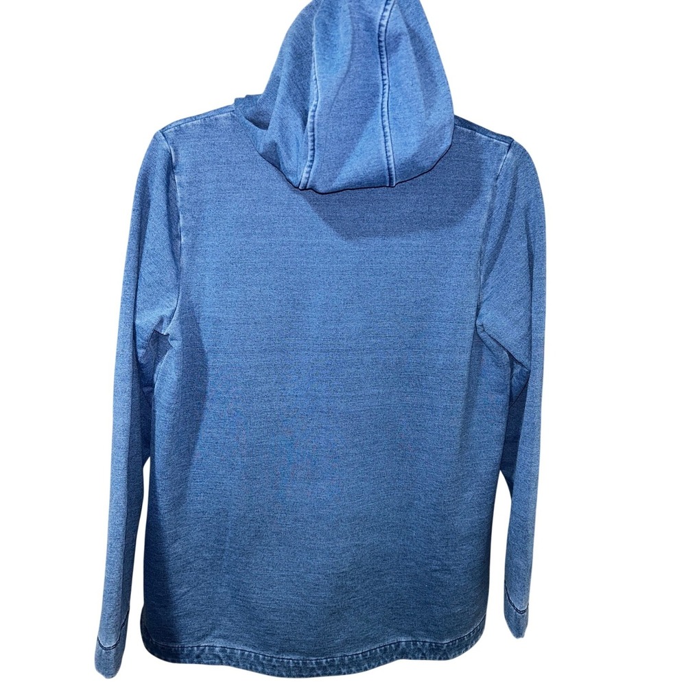 J. Jill Indigo Blue Hooded Henley Pullover Top Small Long Sleeve Sweater - Picture 3 of 5